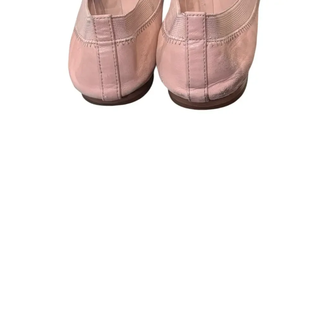 Tory Burch Jolie Pink Leather Patent Cap Toe Logo Ballet Flats 6.5M